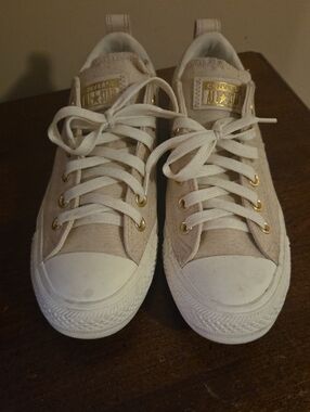 Converse Low Top Sneakers - Taupe with Gold Hardware